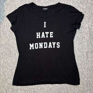Express Women’s “I Hate Mondays” Graphic T-Shirt Black Size Large